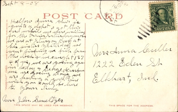 Postcard Petoskey Michigan USA, suburban train station
