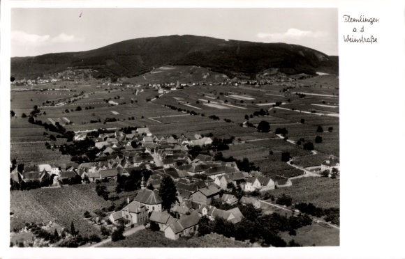Postcard Flemlingen an der Weinstraße, aerial photograph