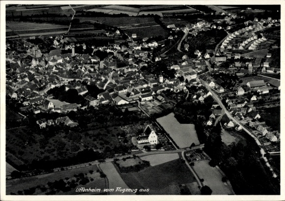 Postcard Uffenheim in Middle Franconia, aerial photograph