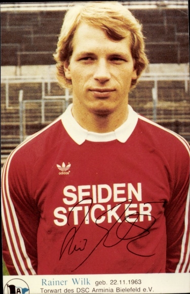 Autograph card footballer Rainer Wilk, Arminia Bielefeld, autograph