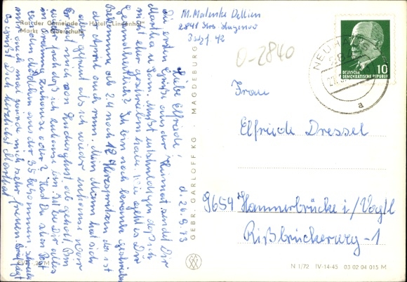 Postcard Neuhaus an der Elbe, municipal council, Hotel Lindenhof, market, high school