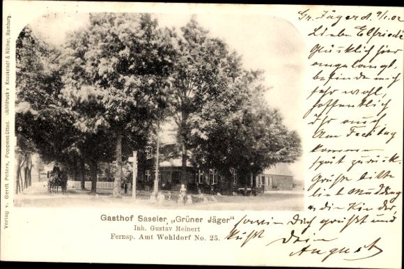 Ansichtkaart Hamburg Wandsbek Wohldorf, Gasthof Saseler Grüner Jäger