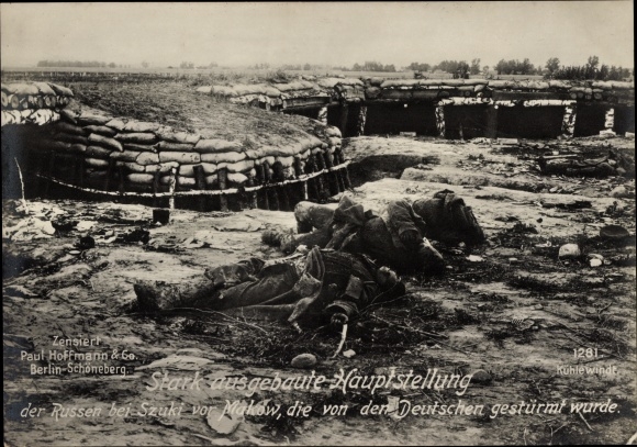 Postcard Sielce Maków Poland, heavily developed main position of the Russians at Szuki, I WW