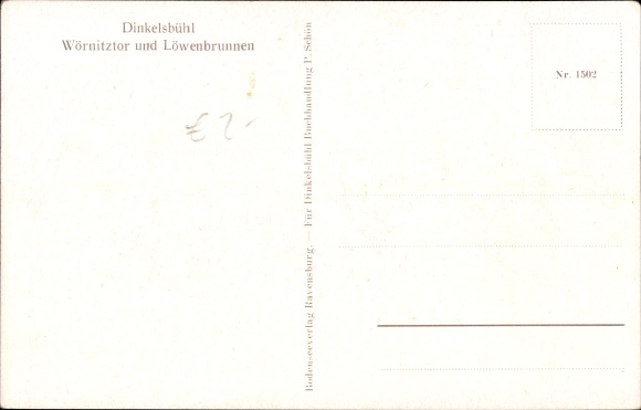 Artist Postcard Dinkelsbühl in Middle Franconia, Wörnitztor, Lion Fountain