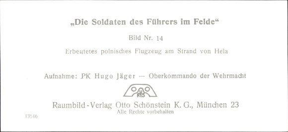Stereo spatial image photo &quot;The soldiers of the leader in the field&quot; No: 14, captured Poland. Airplane on Hela