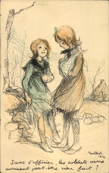 Artist Postcard Poulbot, Francisque, Sans l'officier, les soldiers nous auraient peut etre rien fait