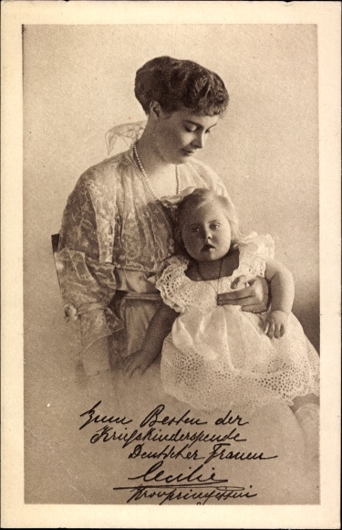 Postcard Crown Princess Cecilie of Prussia, Princess Alexandrine, War Children&#39;s Donation Day 1916