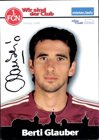 Sammelbild Fußballspieler Berti Glauber, 1. FC Nürnberg