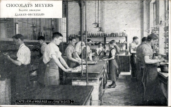 CPA Laeken Bruxelles Bruxelles, Chocolats Meyers, Atelier