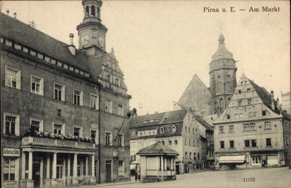 Ak Pirna an der Elbe, Markt