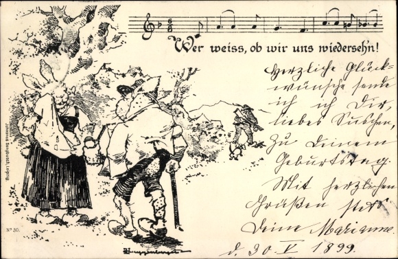 Song artist Postcard Guggenberger, who knows if we&#39;ll see each other again, humanized rabbits, hunters