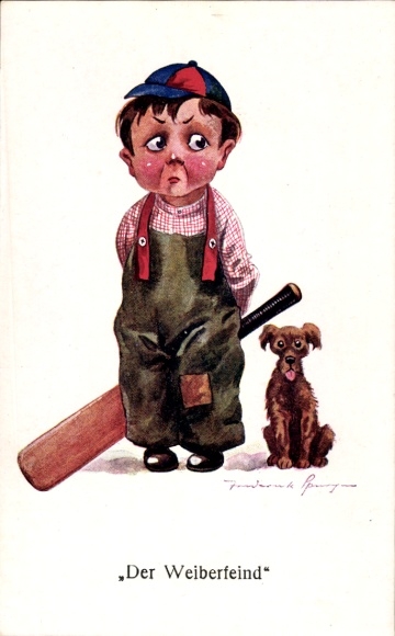 Artist Postcard Boy with a Bat, Woman Hater