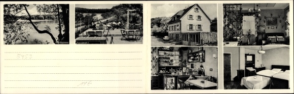 Folding Postcard Horhausen in the Westerwald, pension and restaurant Hermes