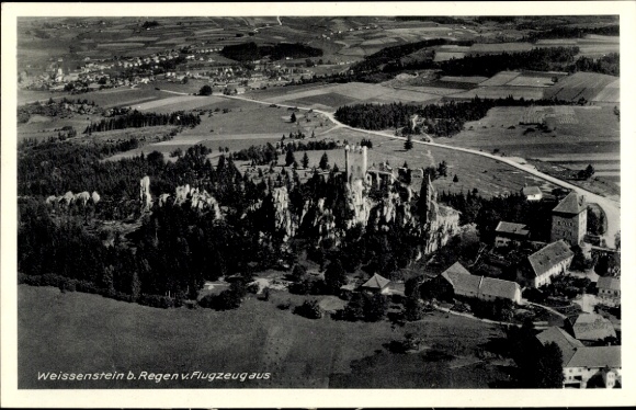 Ak Weißenstein Regen im Bayerischen Wald, Fliegeraufnahme