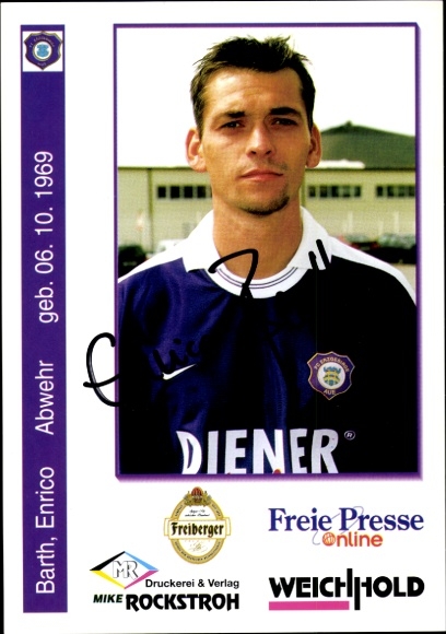 Autogrammkarte Fußballer Enrico Barth, FC Erzgebirge Aue, Autogramm