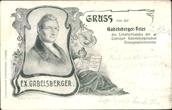 Ak-stenograaf Franz Xaver Gabelsberger, portret, Gabelsberger-feest