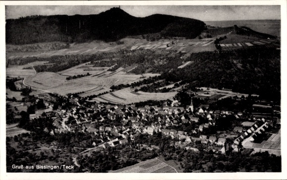 Postcard Bissingen an der Teck, aerial photograph