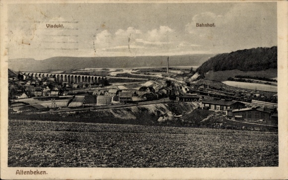 KP Altenbeken w Westfalii, wiadukt, dworzec kolejowy, panorama