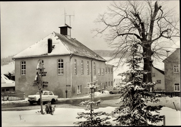 Postcard Crottendorf Erzgebirge, Gaststätte Glashütte, Winter, Snow