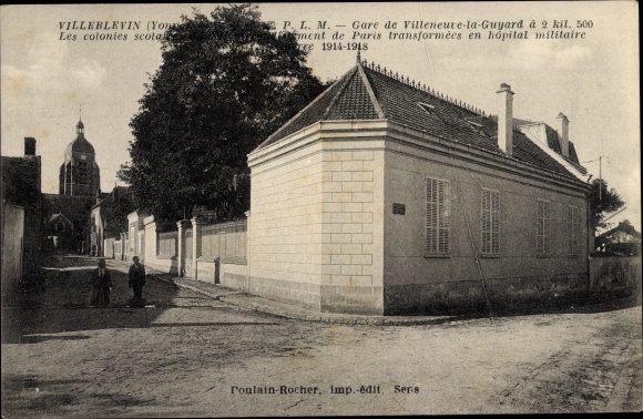 Postcard Villeblevin Yonne, Villeneuve la Guyard station