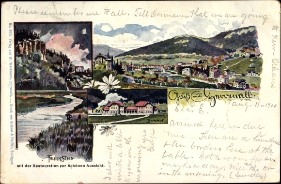Artist PC Bad Herrenalb in the Black Forest, train station, general view, Falkenstein, restoration