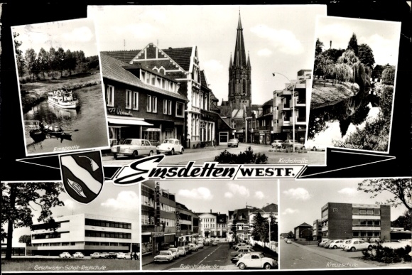 KP Emsdetten w Westfalii, Kirchstrasse, Brüder-Scholl-Schule, Kreuzschule, Bahnhofstrasse