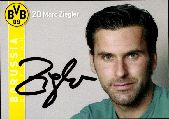 Autograph card footballer Marc Ziegler, BVB 09 Borussia Dortmund, autograph