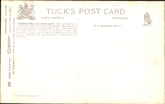 Artist Postcard London England, Sandwich Man and News Vendor