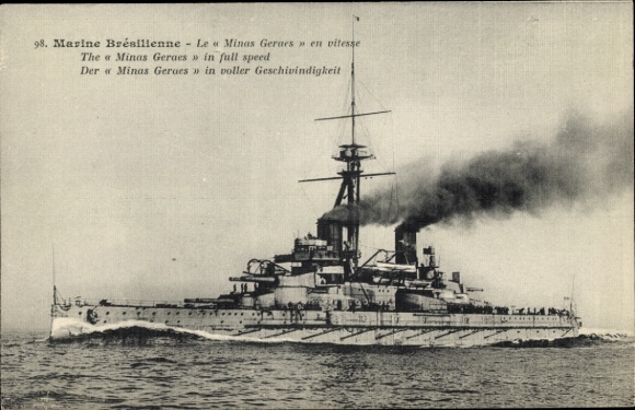 Postcard Brazilian Warship, Minas Geraes