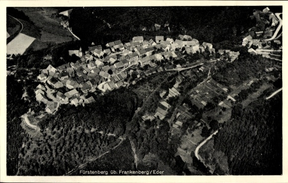 Postcard Fürstenberg Lichtenfels Waldeck Hessen, aerial photograph