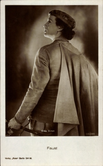 Postcard actor Gösta Ekman, Faust, portrait