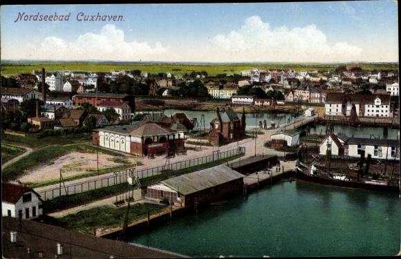 PC Cuxhaven in Lower Saxony, general view, port