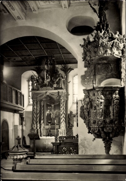 Postcard Posterstein in Altenburger Land, Posterstein Castle, Castle Chapel, Interior