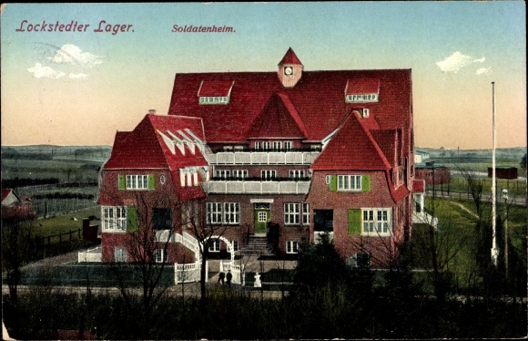 Ansichtkaart Lockstedt, zicht op het soldatenhuis van het Lockstedt-kamp