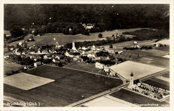 Postcard Winhöring in Upper Bavaria, aerial photograph