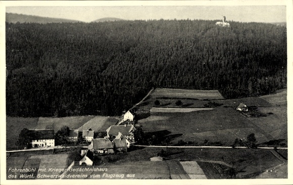 Postcard Fohrenbühl Lauterbach in the Black Forest, Krieger Memorial House, aerial photograph