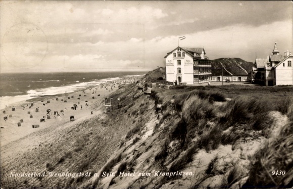 Postcard Wenningstedt Braderup on Sylt, North Sea resort, Hotel zum Kronprinzen