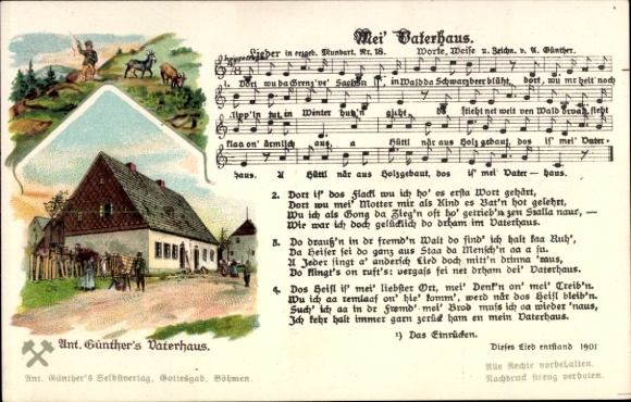 Artist Song Postcard Günther, Anton, Gottesgab, My Father's House, Dialect No. 18