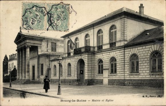 Ak Bourg la Reine Hauts de Seine, Marie und Kirche