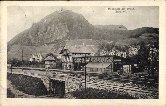 Postcard Rhöndorf Bad Honnef am Rhein, train station