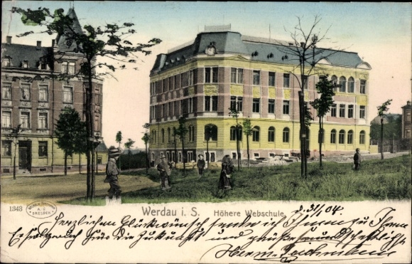 Postcard Werdau in Saxony, Higher Web School