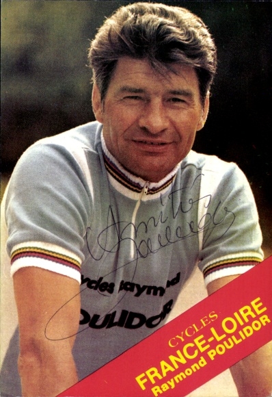 Autograph card cyclist Raymond Poulidor, autograph