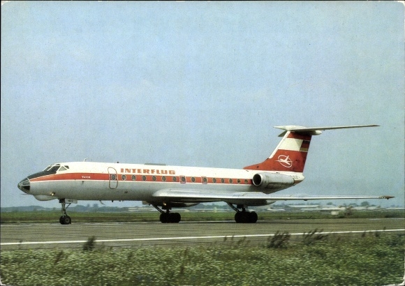 Postcard passenger plane Tupolev Tu-134, Interflug