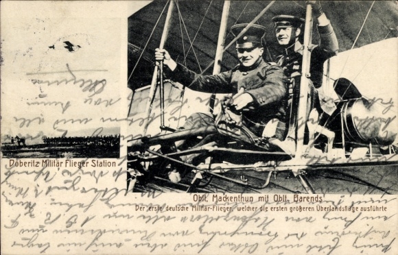 Postcard Döberitz, Military Aviation Station, First Lieutenant Mackenthun, Barends