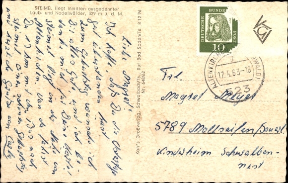 Postcard Steimel in the Westerwald, children&#39;s home