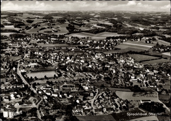 Postcard Sprockhövel in the Ruhr area, panorama, aerial photo