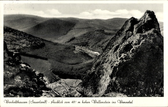 Postcard Wenholthausen Eslohe in Sauerland, view from the 481 m high Wallenstein into the Wennetal