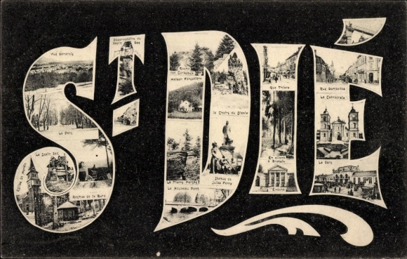 Letters Postcard Saint-Dié-des-Vosges, train station, monument, bridge