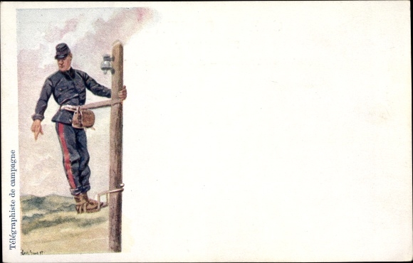 Artist Postcard Geens, Louis, Field Telegrapher