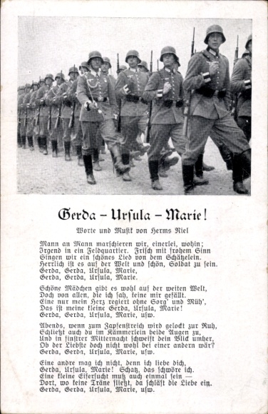 Song Postcard Gerda Ursula Marie, March of Wehrmacht Soldiers, Herms Niel